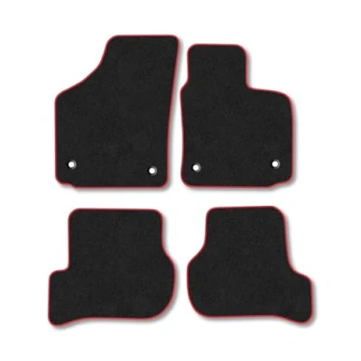 Image of Car Mats Compatible with Seat Leon (2009 2013) Tailored Fit Red Carpet Floor Set Accessory Custom 4 Pieces Anti Slip Backing &amp; Binding Trim Edge