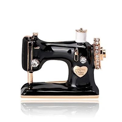 Image of SKZKK Sewing Machine Enamel Lapel Pin Brooch Pins for Women Zinc Alloy Plating Dress Corsages Scarf Clip Fashion Painted Crystal Jewelry