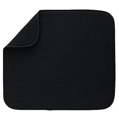 Image of LOVIVER Microfiber Dish Drying Mats for Kitchen Pads Dishes Drainer Mat, Black, 40.5x45.5cm