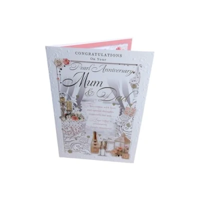 Image of Xpress Yourself Champagne &amp; Roses Pearl Anniversary Mum Dad 30th Wedding Card
