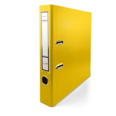 Image of Netuno 1x Folder Lever Arch Yellow 2 Ring Binder Ekobox Organiser 5 cm 1,97 inch A4 Narrow Cardboard for Office Shelf Folders Desk
