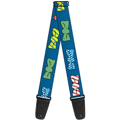 Image of Buckle Down Guitar Strap Bowties Blue Multi Color 2 Inches Wide