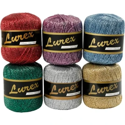 Image of Creativ Special Effects Yarn, silvergoldredgreenlight bluepurple, One Size