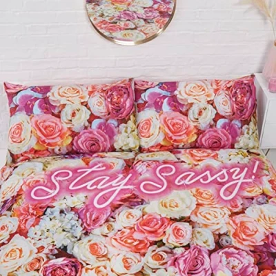 Image of Rapport Home Pink Floral Girly Duvet Cover Set Rosy Single Bedding