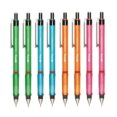 Image of rOtring Visuclick Mechanical Pencils 0.5mm Pack of 8 Assorted Bright Barrels Refillable Triangular Grip Eraser Under Cap