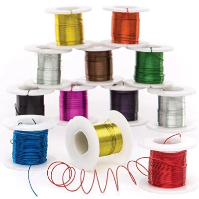 Image of Baker Ross AR845 Coloured, Kids Jewellery Making, Florist Wire Supplies and Arts Crafts, Assorted, (Pack of 12)