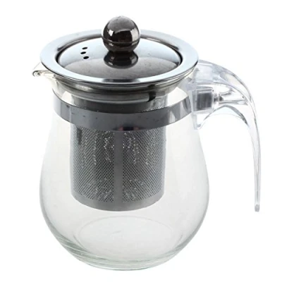 Image of 350mL Heat Resistant Clear Glass Teapot Stainless Steel Infuser Flower Tea Pot