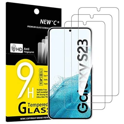 Image of NEW&#039;C 3 Pack Designed for Samsung Galaxy S23 Screen Protector Tempered Glass, Anti Scratch, Bubble Free, Ultra Resistant