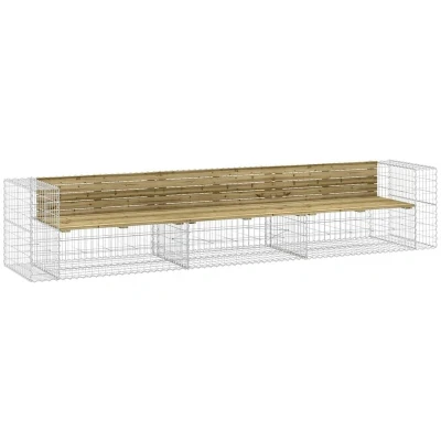 Image of vidaXL Garden Bench Gabion Design 347x71x65.5 cm Impregnated Wood Pine