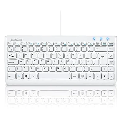 Image of Perixx PERIBOARD 407 Compact USB Keyboard, 11 Multimedia Keys, Chiclet Glossy Piano White, UK QWERTY