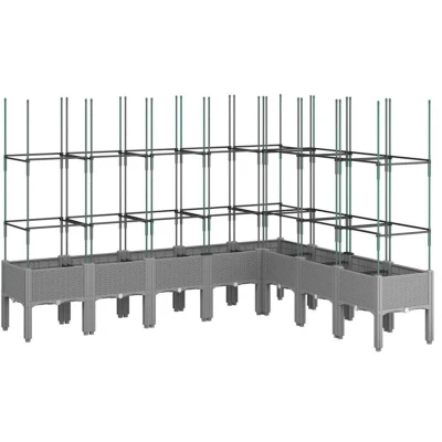 Image of vidaXL Garden Planter with Trellis Light Grey 200x160x142.5 cm PP