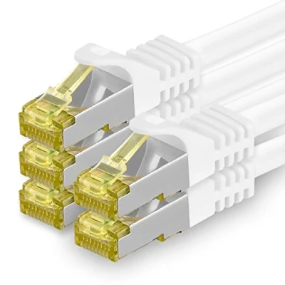 Image of 1aTTack.de 5 X 1 M Cat 7 Ethernet Cable High Speed Gigabit RJ45 LAN Patch Cord with 10Gbps 600Mhz/s SFTP PIMF LSZH White