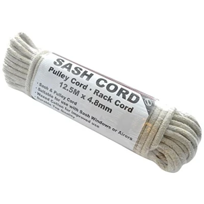 Image of Merriway BH03162 Waxed Cotton Sash Window Pulley Cord, 12.5M x 4.8mm (40.6ft 7/32 inch), Cream