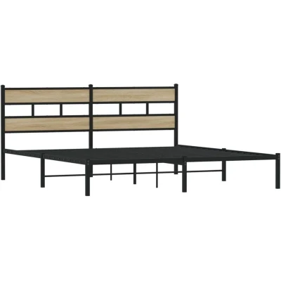 Image of vidaXL Metal Bed Frame without Mattress Sonoma Oak 180x200 cm Super King
