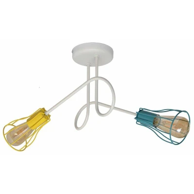 Image of Helam Oxford Multi Arm Semi Flush Ceiling Light White, Yellow, Turquoise 42cm W 2016/2K Wt+Mix