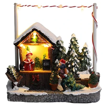 Image of Christmas Concepts® 5&quot;/ 13cm LED Light Up Market Scene (Christmas Tree Stand)