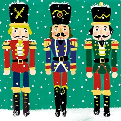 Image of Charity Christmas Cards Snowy Nutcracker Trio Eco Friendly &amp; Recyclable Pack of 8 By Museums and Galleries