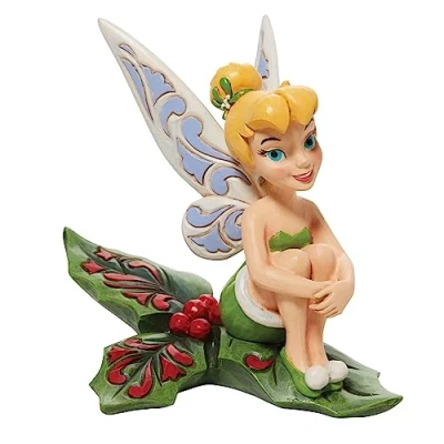 Image of Enesco Disney Traditions Tinkerbell Figurine Sitting On Holly