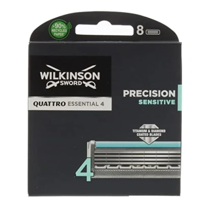 Image of Wilkinson Sword Quattro Titanium Sensitive Refill Razor Blade Cartridges, 8 Count