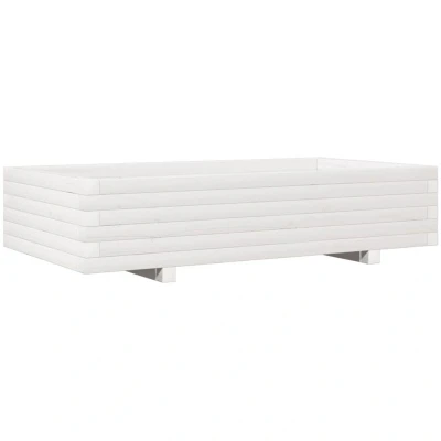 Image of vidaXL Garden Planter White 110x60x26.5 cm Solid Wood Pine