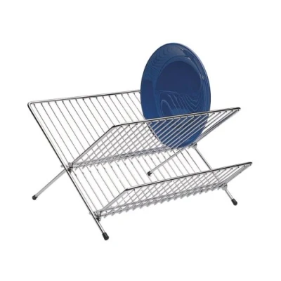 Image of KitchenCraft Folding 2 Tier Dish Drainer, Metal, Small (36 x 26.5 cm)