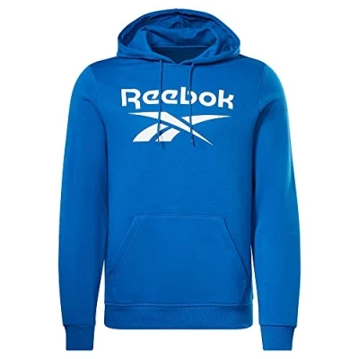 Image of Reebok Men&#039;s Identity Fleece Stacked Logo Pullover Long Sleeve Graphic Sweatshirt, Vector Blue, XXL