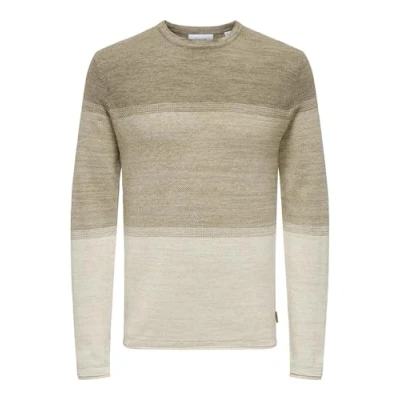 Image of ONLY &amp; SONS Men&#039;s Onsfelix Reg 12 Crew Knit Noos Jumper, Silver Lining, M