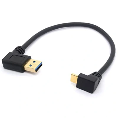 Image of OpenII 25CM USB Type C Extension Cord Gold Plated 3.0 Male To 90 Degree Up Down Angle Cable Data Sync &amp; Charge Converter Adapter … (TypeC Positive Right)