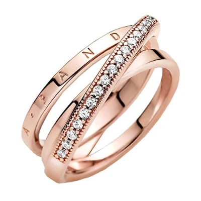 Image of Pandora Timeless Heart 14k rose gold plated ring with clear cubic zirconia, 56