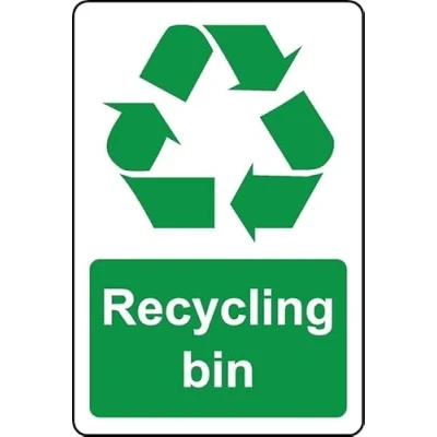 Image of Recycling bin sign Self adhesive sticker 300mm x 200mm Case (Pack of 10)