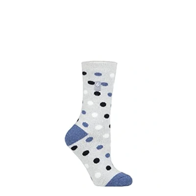 Image of Women&#039;s 1 Pair SOCKSHOP Heat Holders 1.6 TOG Lite Patterned and Striped Socks Malaga Dots Denim 4 8 Ladies