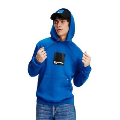 Image of KARL LAGERFELD JEANS REGULAR FIT LOGO HOODIE, BLUE, M