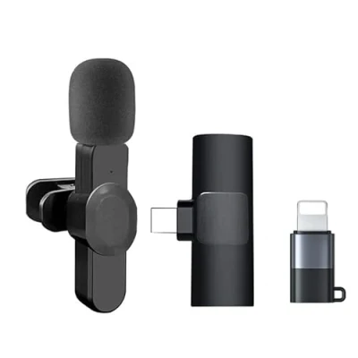 Image of Wireless Microphone,Professional Lavalier Lapel Microphone for Android/iPhone/iPad Computer,Cordless Omnidirectional Recording Mic Interview Video Podcast Vlog YouTube