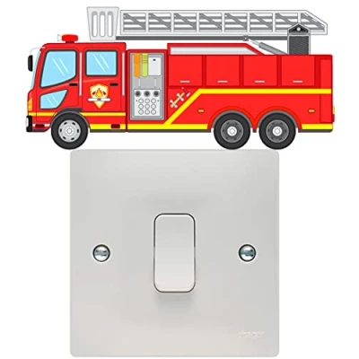 Image of Fire Engine Light Switch Wall Art Vinyl Stickers Childrens Bedroom