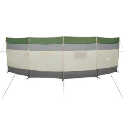 Image of vidaXL Camping Windbreak Barrier Waterproof Green 185T Polyester, 510x153 cm Lightweight &amp; Portable Outdoor Beach Shield