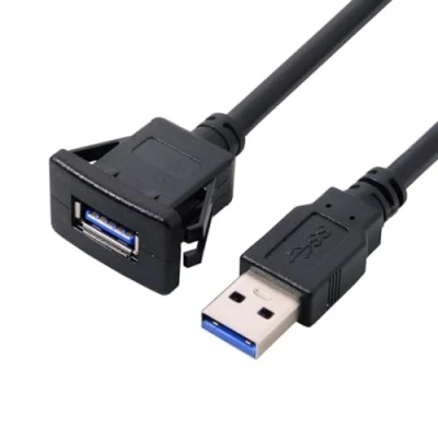 Image of CY USB 3.0 Single Port Extension Latch Mount Car AUX Cable for Dashboard Panel 1m Waterproof