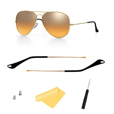 Image of HiCycle2 Replacement Arm Temple Tips for Ray Ban Aviator RB3025 Sunglasses Repair Kit Parts (gold) Arms+(Black)