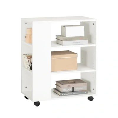 Image of SoBuy® FBT68 W, 3 Tiers Storage Shelf on Wheels, Desk Side Printer Shelf, Bookcase Table End