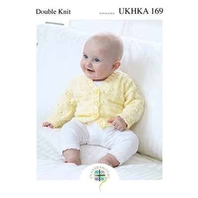 Image of Double Knitting Pattern for Baby Lace Cardigans Round V Neck or Collared Styles (UKHKA 169)