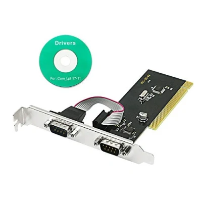 Image of CERRXIAN PCI to 2 Serial Port Expansion Card DB9 Connectors Ports COM 9 Pin Series RS232 Adapter