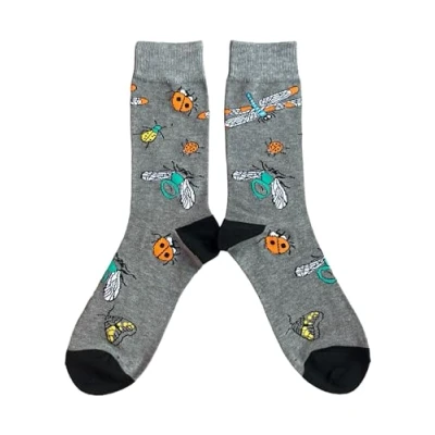 Image of Sock Shack Mens Entomologist Dragonfly Ladybird Moth Socks One Pair Multicolour 6 10 UK / 39 44 Eur 7 11 US