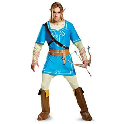 Image of DISGUISE 22871D Link Costume, Breath of the Wild, Deluxe Adult Sized, Blue, XL