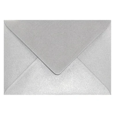 Image of Netuno 100 Pearlescent Silver envelopes DIN B6 125x175mm 4.92x6.89 inches 120gsm Aster Metallic gummed Pointed Flap windowless for Invitations Wedding Christmas Birthday Greeting Cards Letter
