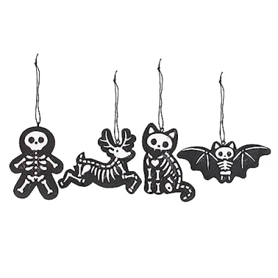 Image of Creepy Christmas Gingerbread Cookie Ornaments Set of 4 Dark Alternative Designs Gothic Seasonal Gifts and Home Decor
