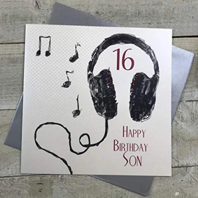 Image of white cotton cards Large 16 Happy Son Handmade 16th Birthday Card, XSB54 S16
