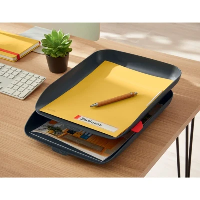 Image of Leitz A4 Letter Tray, Set Of Two, Cosy Range, Velvet Grey, 53581089