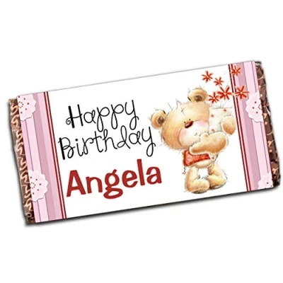 Image of Personalised Happy Birthday Teddy Milk Chocolate Bar 18th 21st 30th 40th 50th Present N52 Any Age