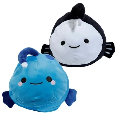 Image of Puckator Squidglys Cedric the Angler Fish Reversible Adoramals Glow in Dark Plush Toy Plushies Cute Animal Baby Newborn Kids Toys Stuff Gifts Gift For Girlfriend Cuddly Stuffed Plushie