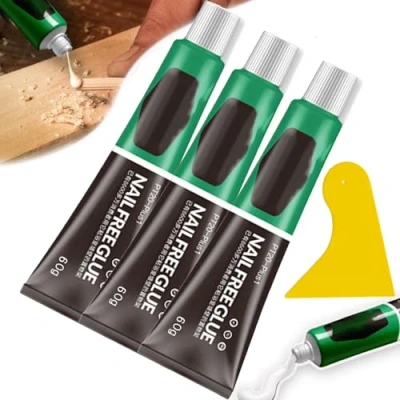 Image of Qosigote Wealthyn Glue, All Purpose Nail Free Adhesive, Multifunctional Quick Drying Glue,Universal Super Glue Gel for Bonding, Ceramic, Plastic, Wood, Glass, Metal, Tiles (3PCS 60g)