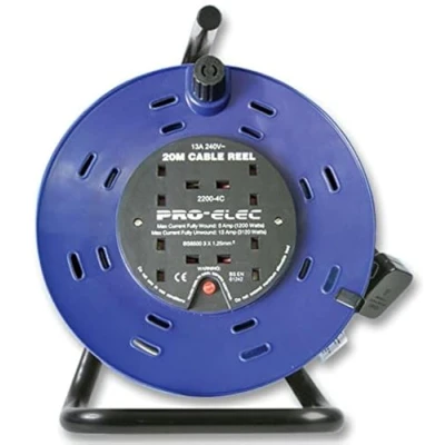 Image of Pro Elec 20M 4G Extension Reel on Metal Frame
